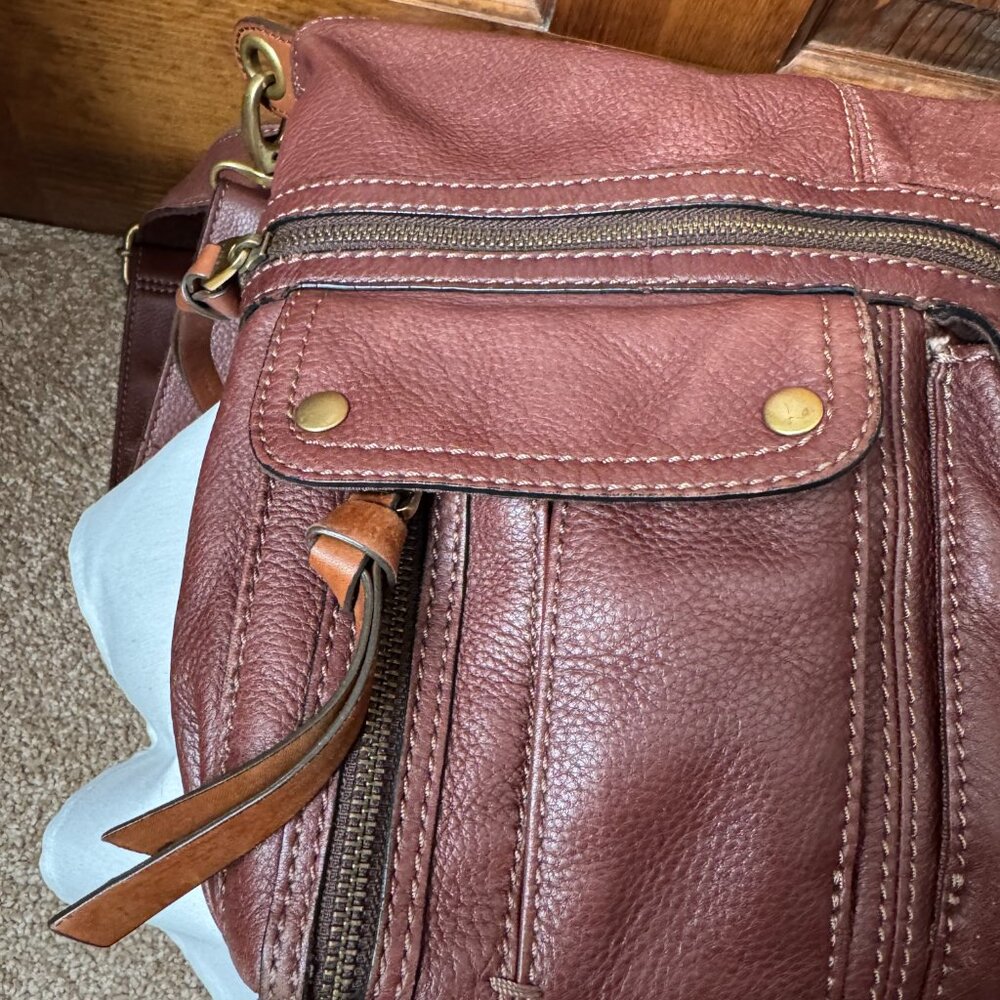 Fossil Brown Pebbled Leather Morgan Traveler Shoulder/Crossbody Bag - Picture 12 of 16